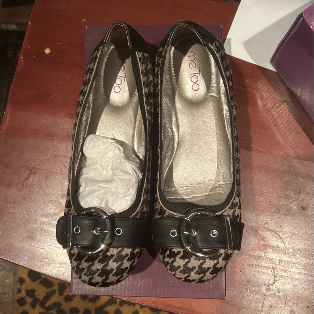 Me Too Buckle Rascal9 Ballet Flats- houndstooth- Sz 8.5